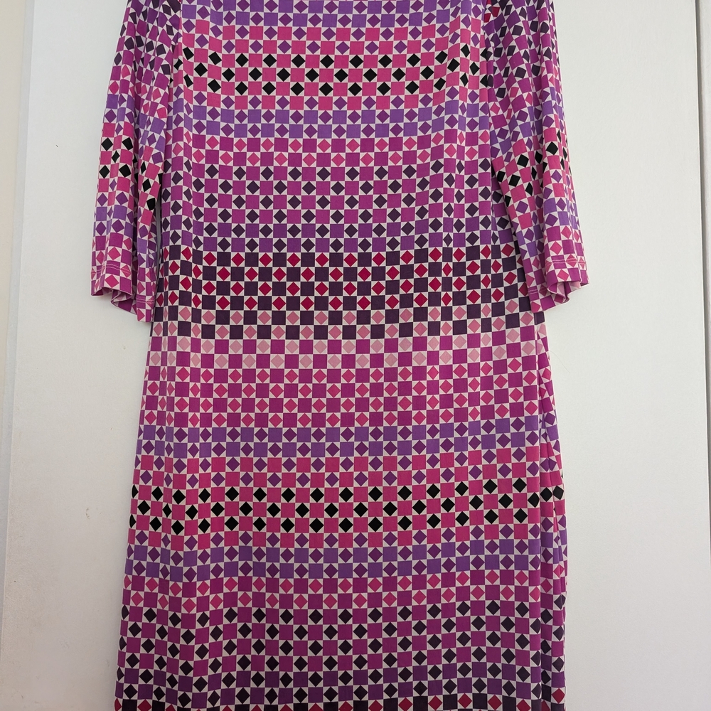 Donna Morgan Pink and Black Sheath Dress with Dolman Sleeves